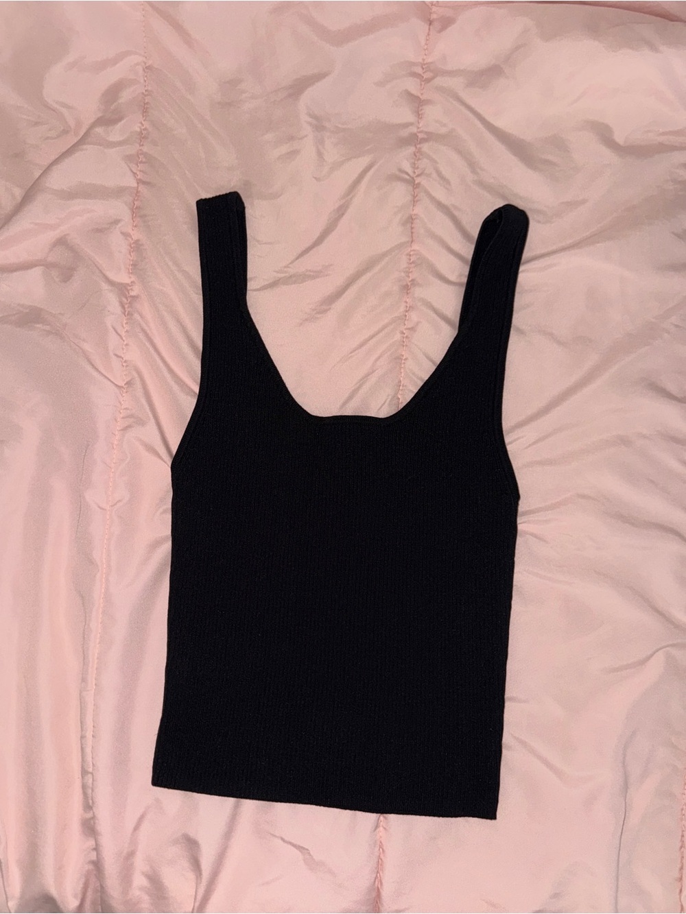 Zara Black Ribbed Scoop-Neck Tank Top